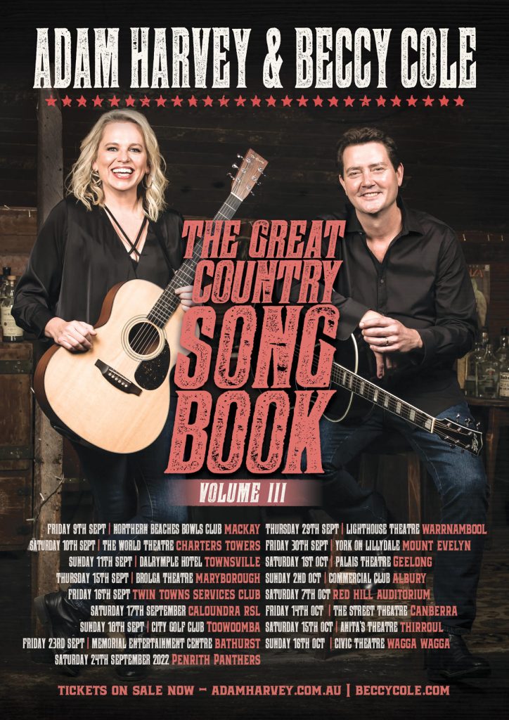 Adam Harvey and Beccy Cole announce new duets album “The Great Country Songbook Vol 3” to be released in September, and National Tour.